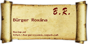 Bürger Roxána névjegykártya