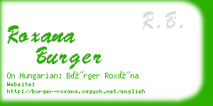 roxana burger business card